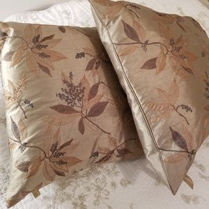 Embroidered silk accent pillow